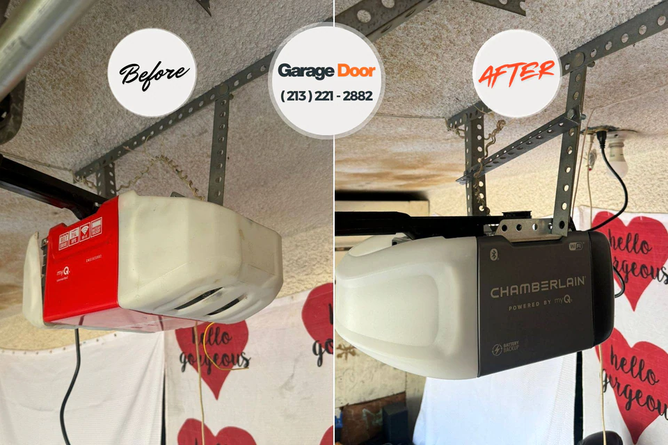 Before and after: garage door repair Hayward, CA